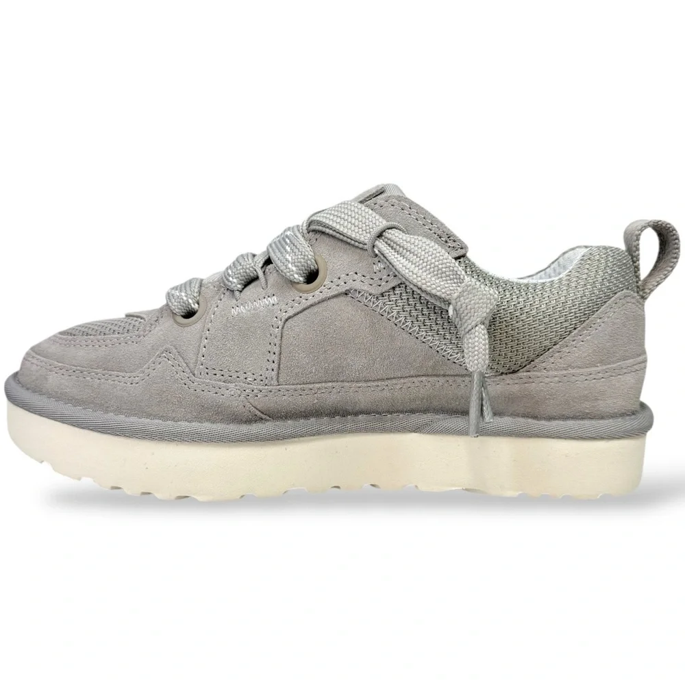 UGG Lo Lowmel Platform Sneakers Gray Suede Size 7 Y2K Preppy 90s Academia